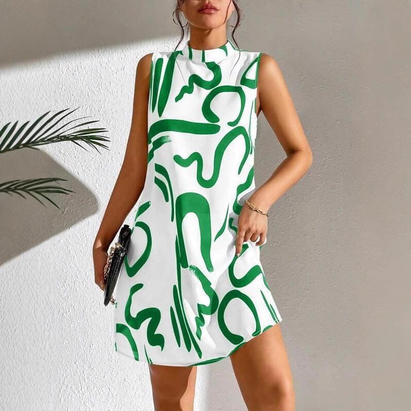 Robe Courte Ligne A Motif Graphique pour Femme - View 4