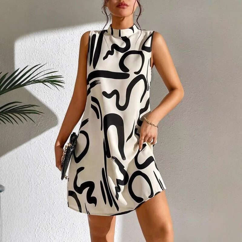 Robe Courte Ligne A Motif Graphique pour Femme - View 5