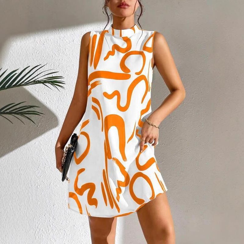 Robe Courte Ligne A Motif Graphique pour Femme - View 6