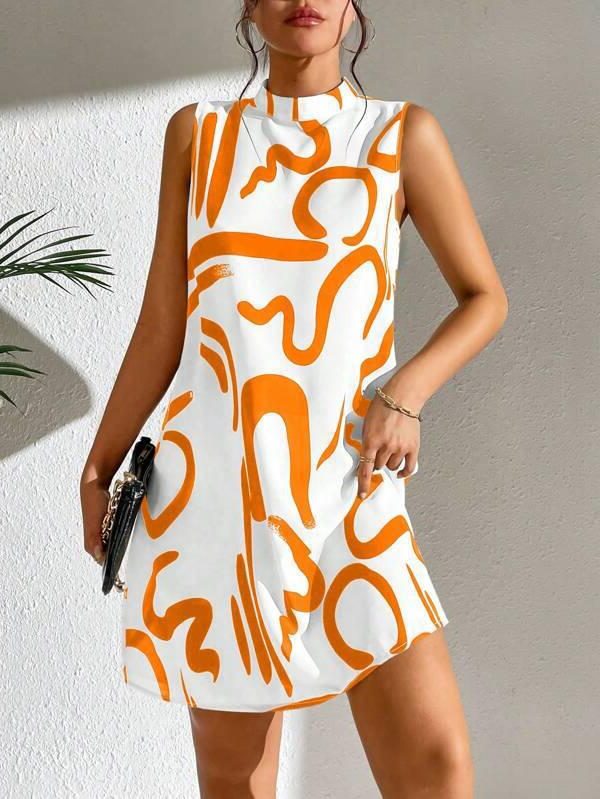 Robe Courte Ligne A Motif Graphique pour Femme - View 9