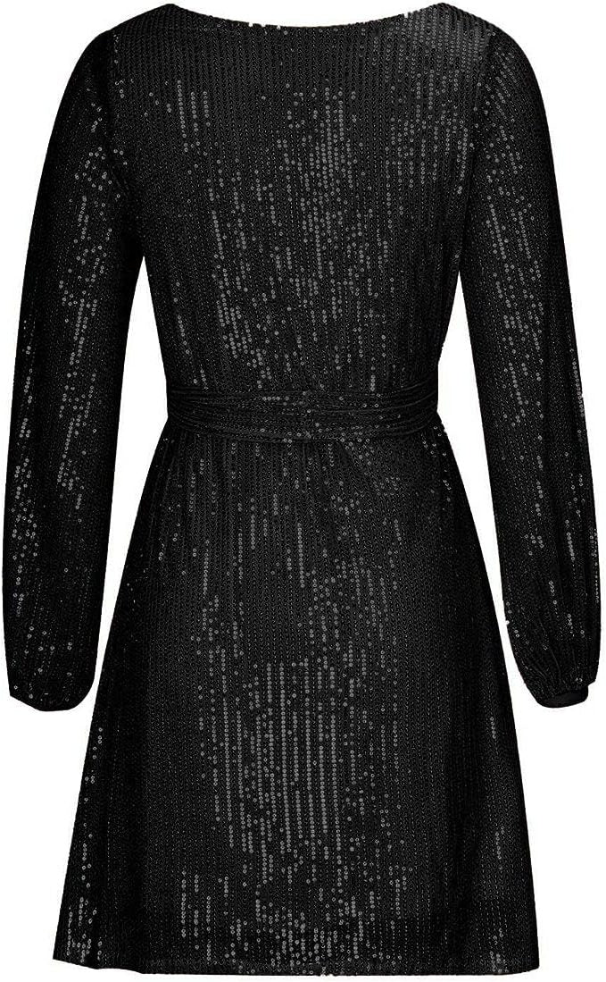 Robe Courte Pailletée Manches Courtes pour Femme