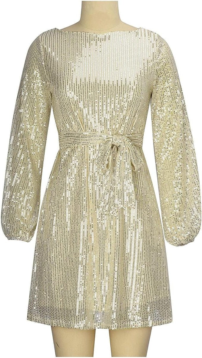 Robe Courte Pailletée Manches Courtes pour Femme