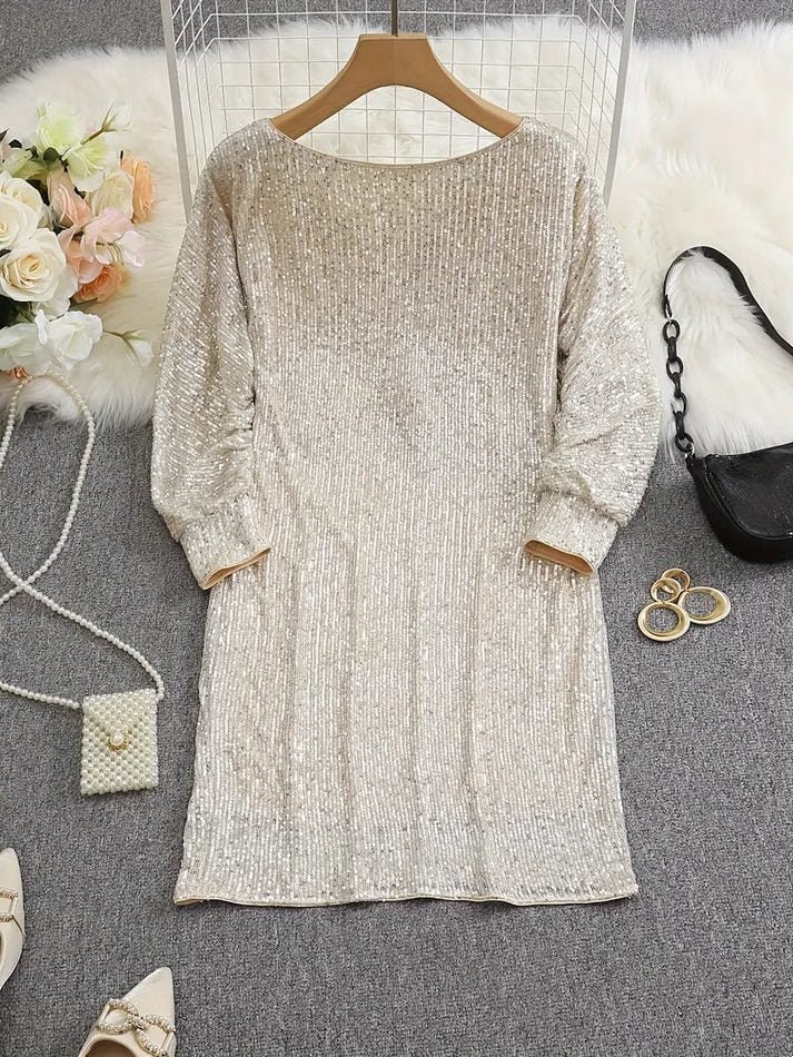 Robe Courte à Paillettes Épaules Dénudées pour Femme - View 9