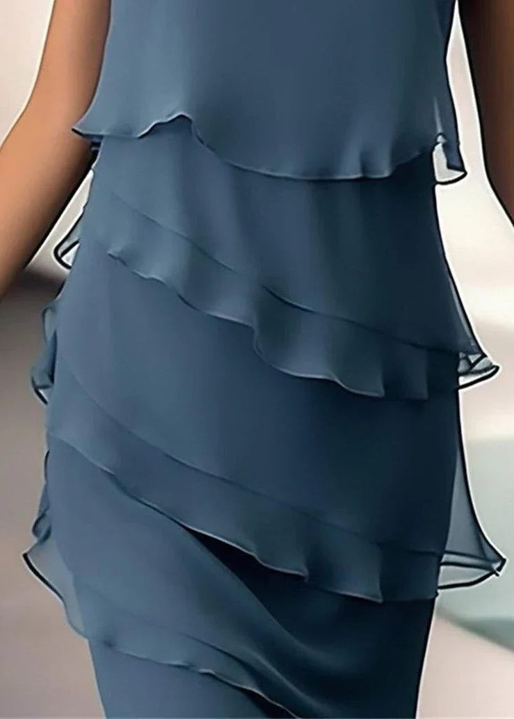 Robe Courte sans Manches à Volants pour Femme