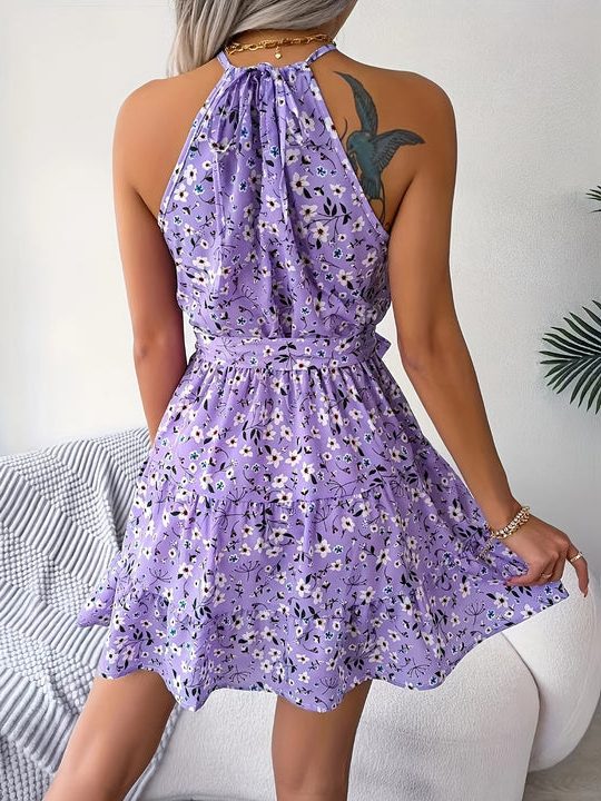 Robe de Cocktail Évasée à Motif Animal pour Femme