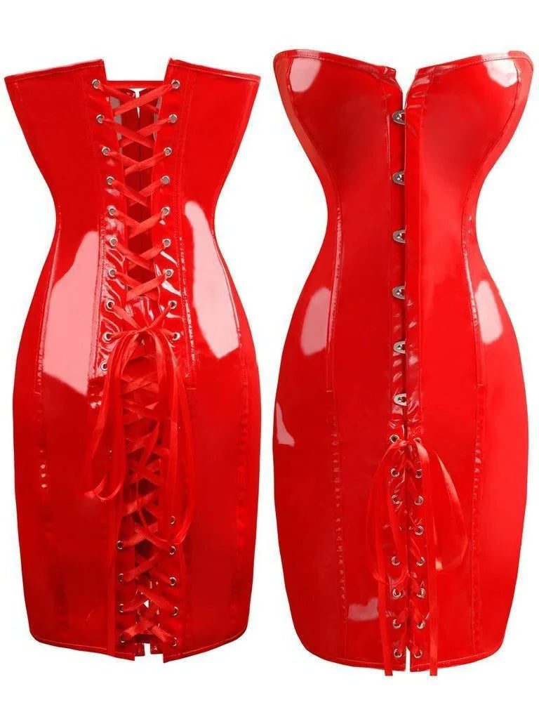 Robe de Soirée sans Manches Lacée pour Femme - Rouge