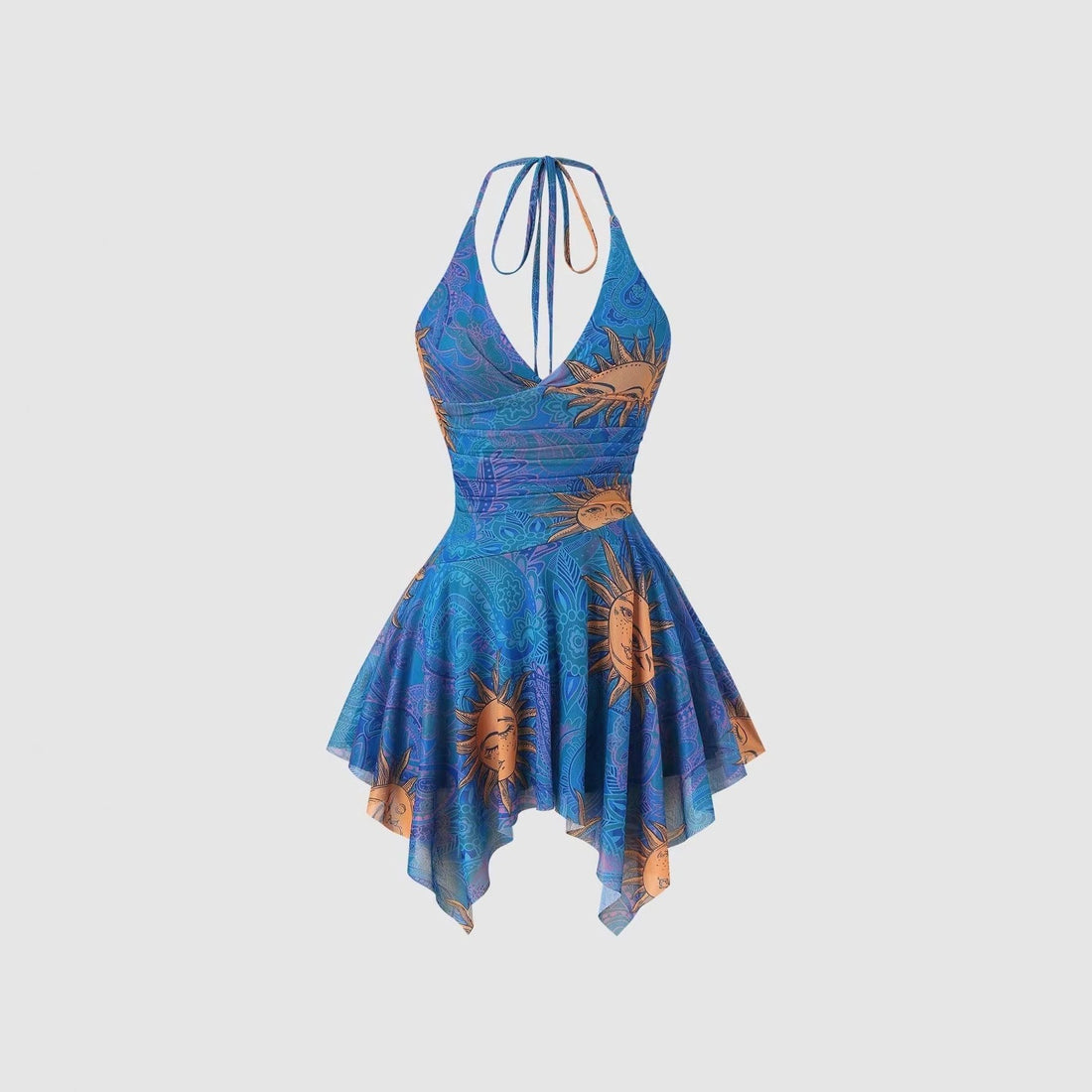Robe D'Été Asymétrique Imprimée pour Femme