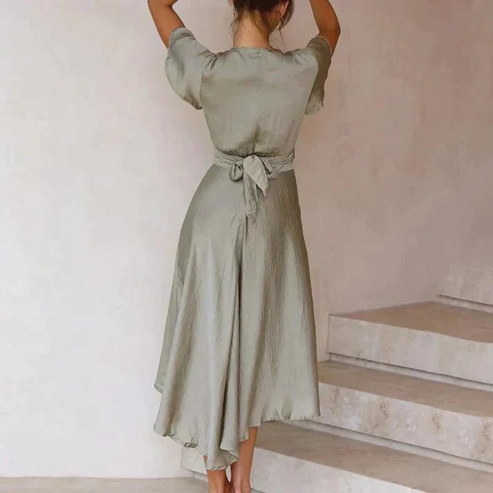 Robe D'Été Portefeuille avec Manches Courtes pour Femme - View 4