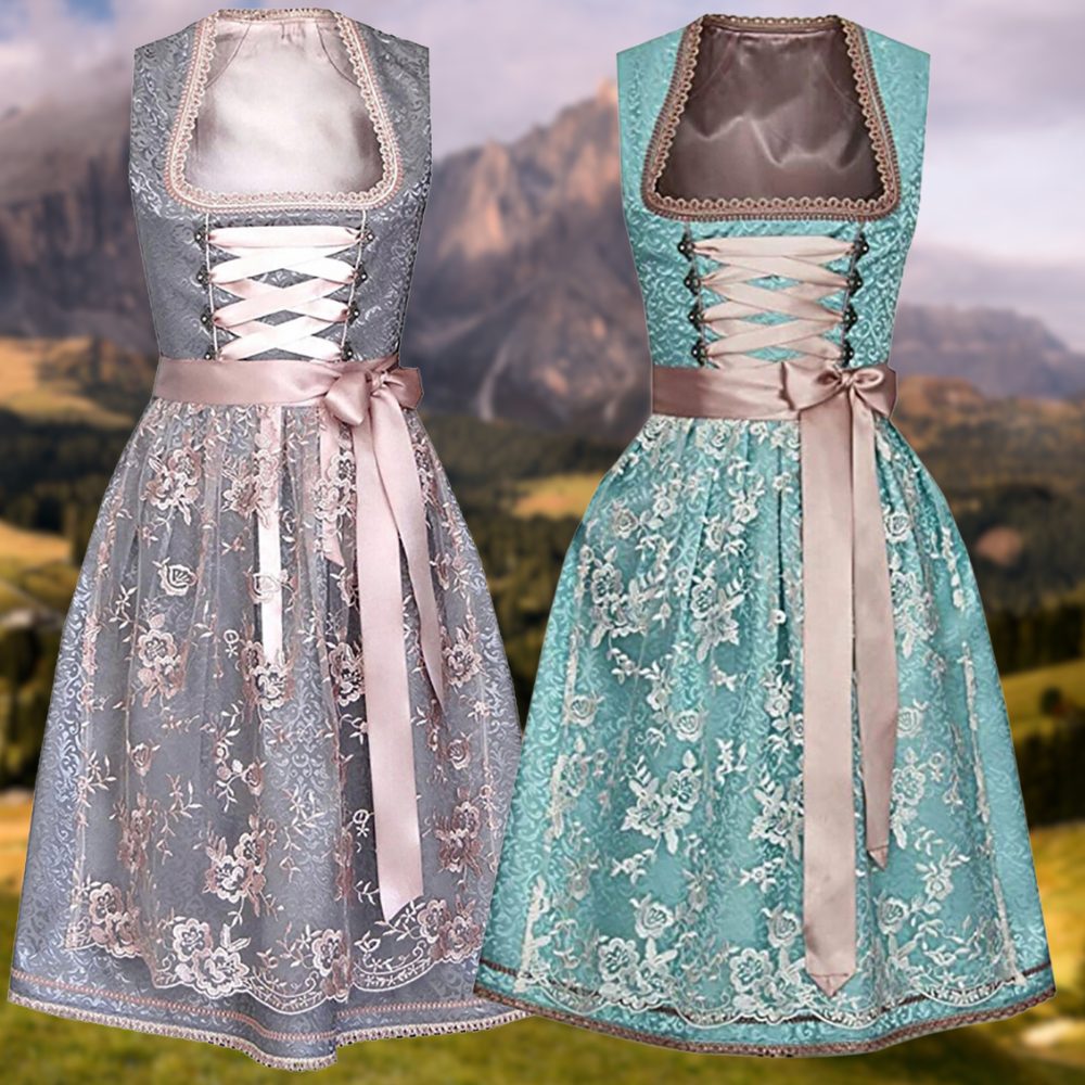 Robe Fleurie Lacée avec Corset pour Femme