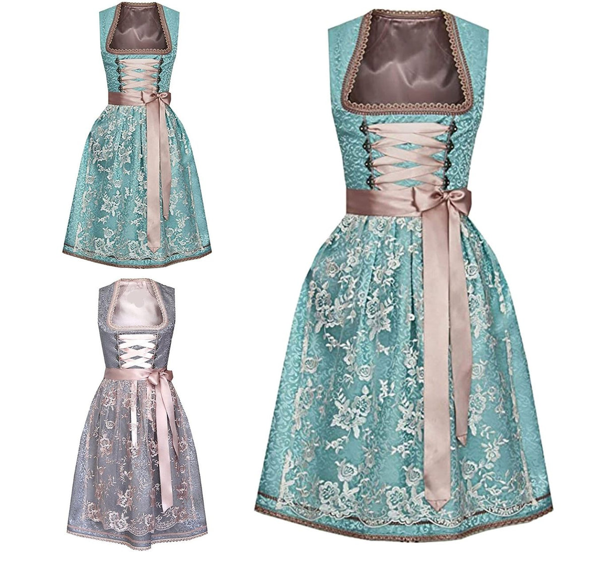 Robe Fleurie Lacée avec Corset pour Femme - View 4