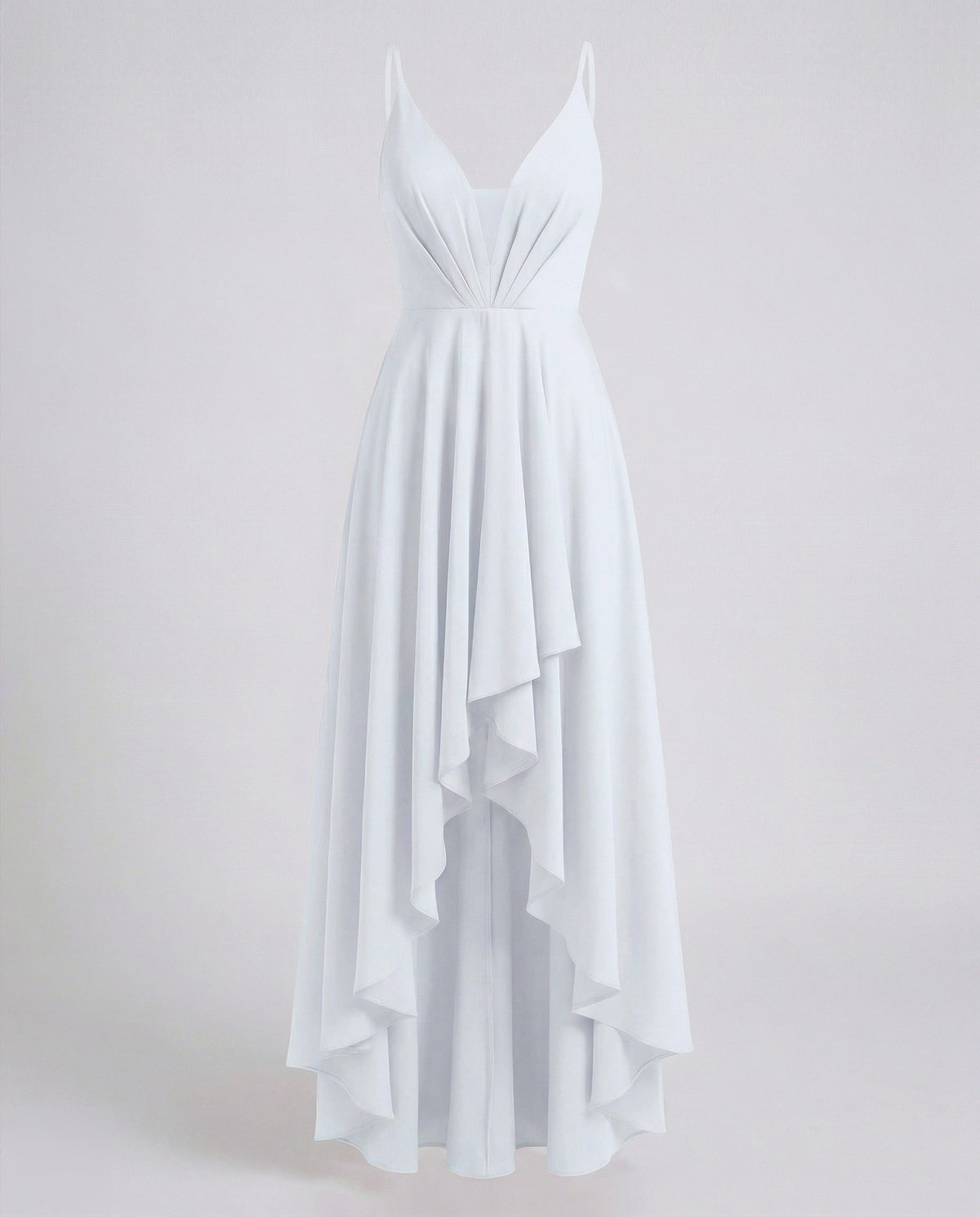 Robe Longue Asymétrique Col V Bretelles Fines pour Femme - Blanc
