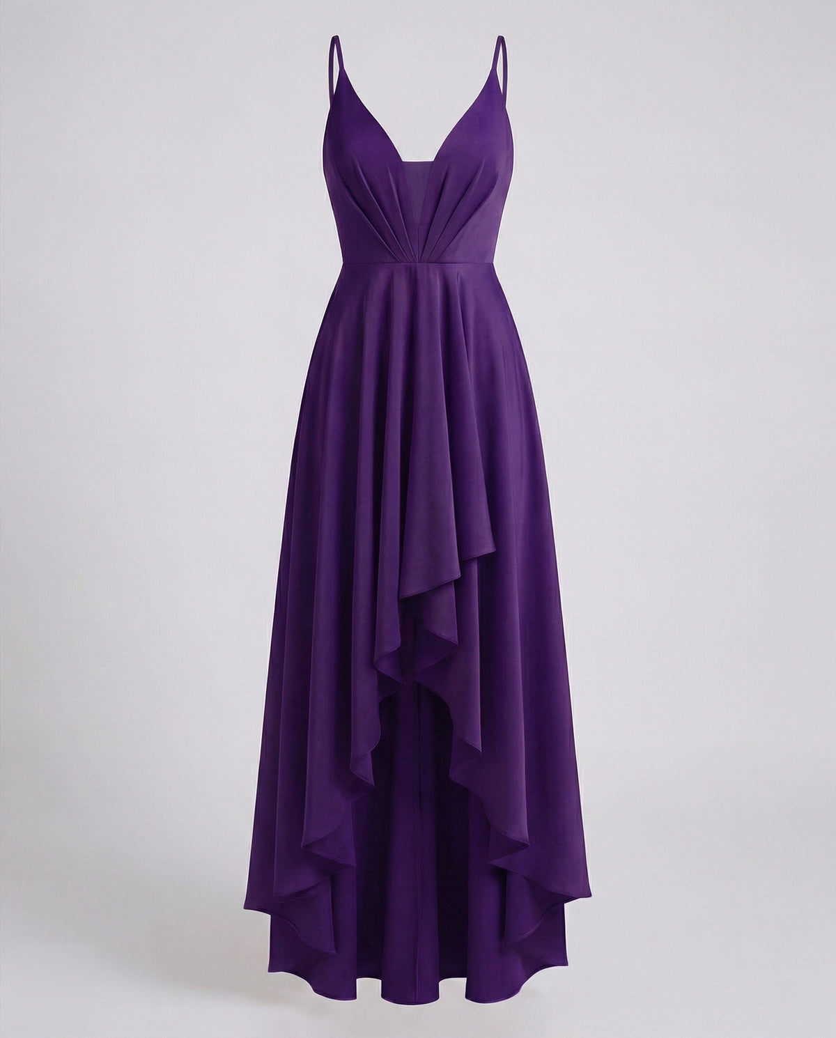 Robe Longue Asymétrique Col V Bretelles Fines pour Femme - Violet