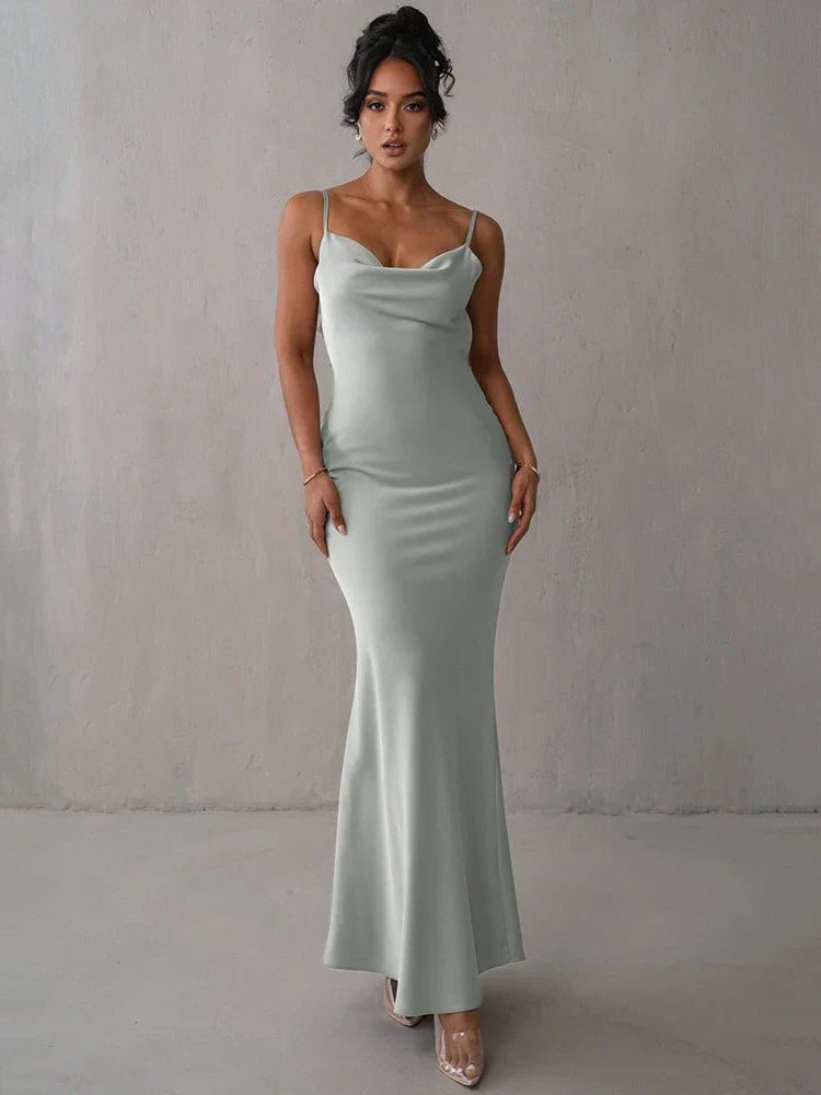 Robe Longue avec Col Bénitier pour Femme