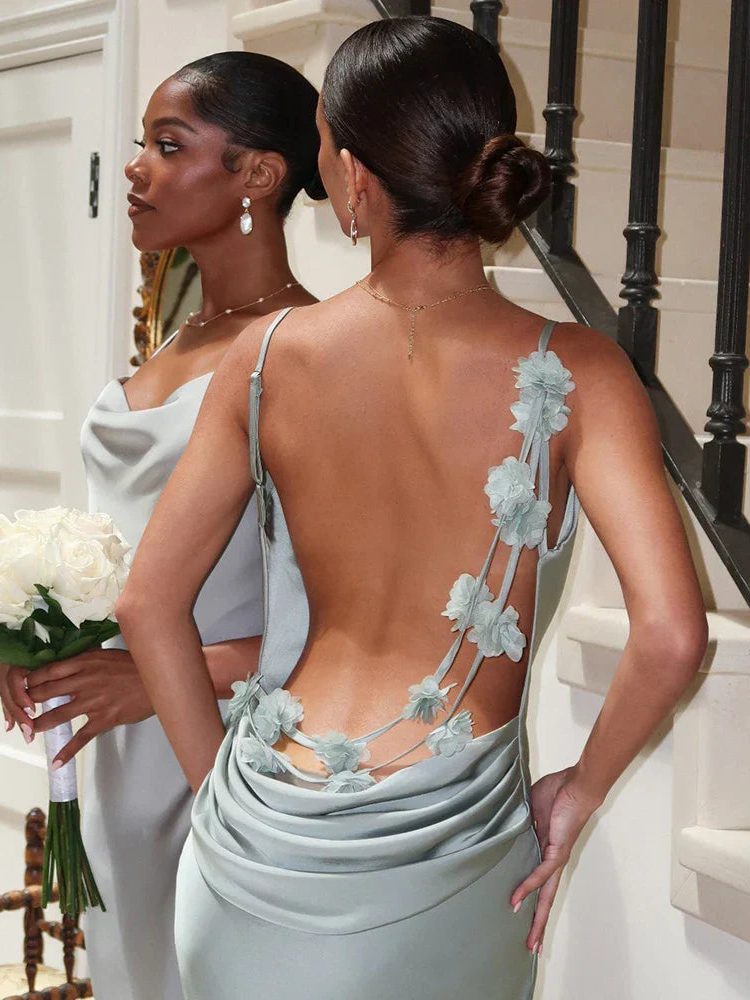 Robe Longue avec Col Bénitier pour Femme