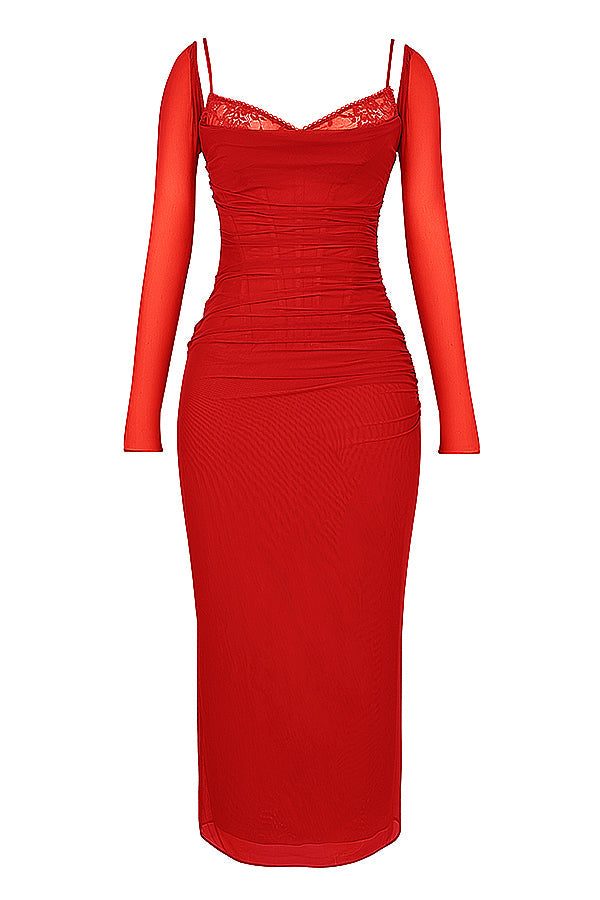 Robe Longue avec Manches Longues et Col V pour Femme - View 8