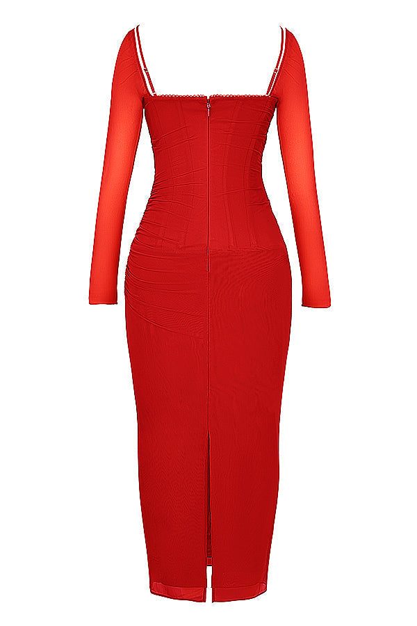 Robe Longue avec Manches Longues et Col V pour Femme - View 9