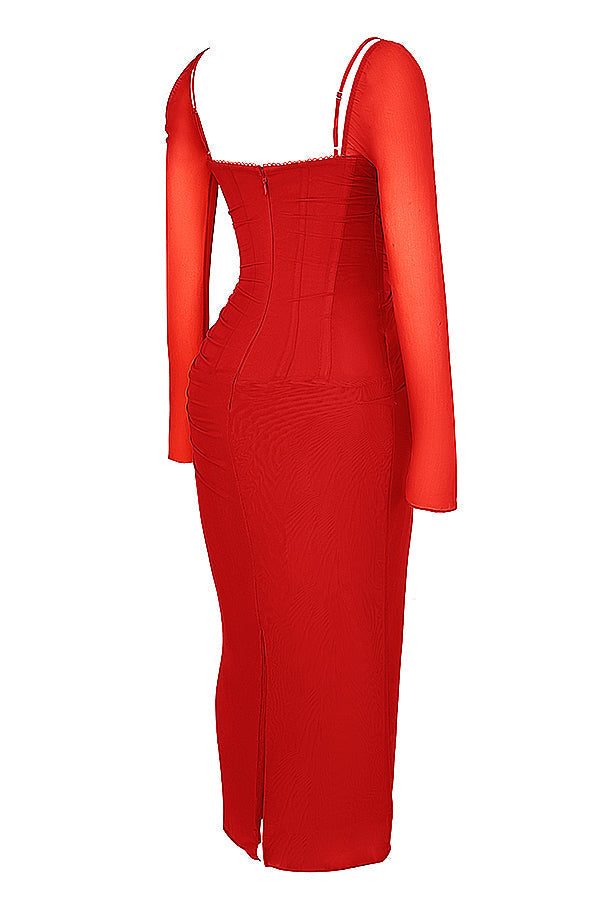 Robe Longue avec Manches Longues et Col V pour Femme - View 10