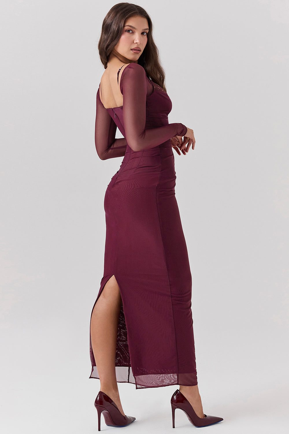 Robe Longue avec Manches Longues et Col V pour Femme - View 11