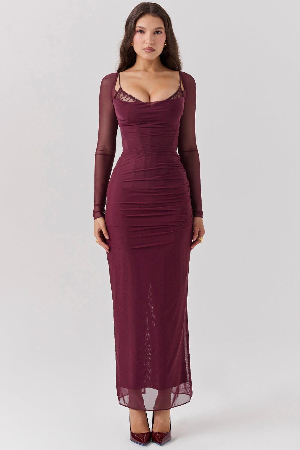 Robe Longue avec Manches Longues et Col V pour Femme - View 15