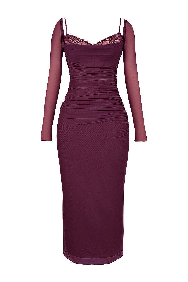 Robe Longue avec Manches Longues et Col V pour Femme - View 18