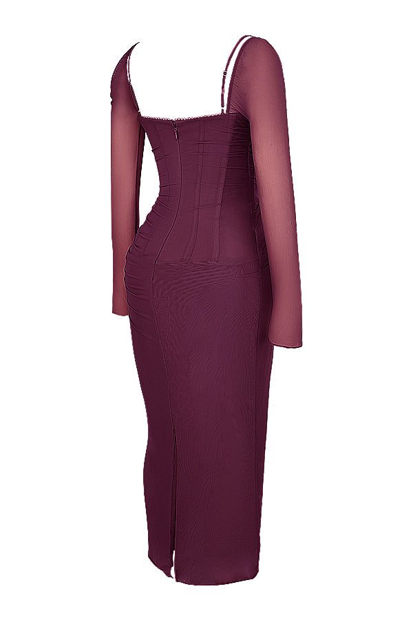 Robe Longue avec Manches Longues et Col V pour Femme - View 20