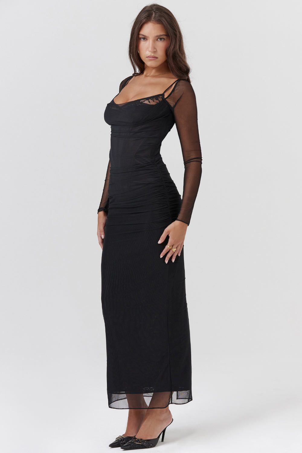 Robe Longue avec Manches Longues et Col V pour Femme - View 23
