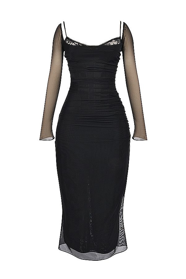 Robe Longue avec Manches Longues et Col V pour Femme - View 26