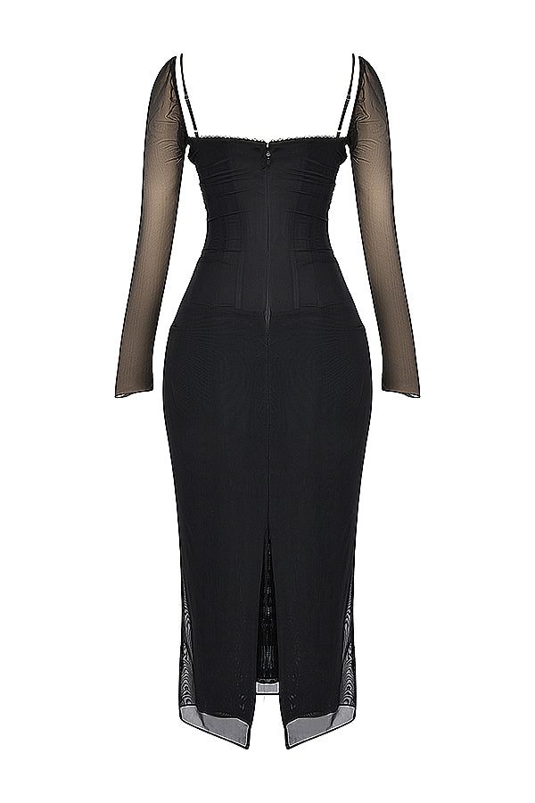 Robe Longue avec Manches Longues et Col V pour Femme - View 27
