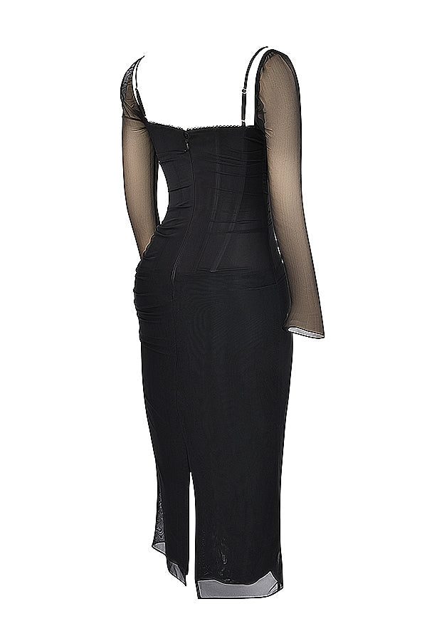 Robe Longue avec Manches Longues et Col V pour Femme - View 28