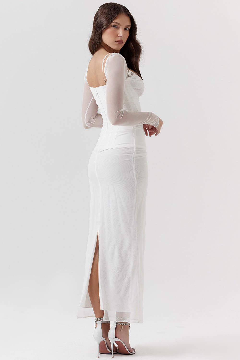 Robe Longue avec Manches Longues et Col V pour Femme - View 29