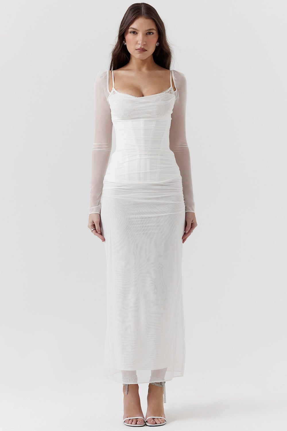 Robe Longue avec Manches Longues et Col V pour Femme - View 32