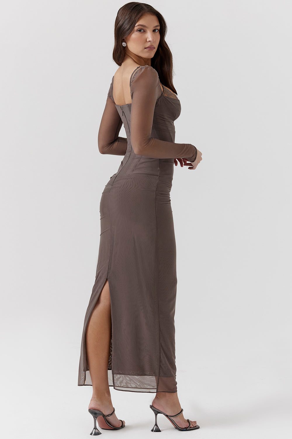 Robe Longue avec Manches Longues et Col V pour Femme - View 40