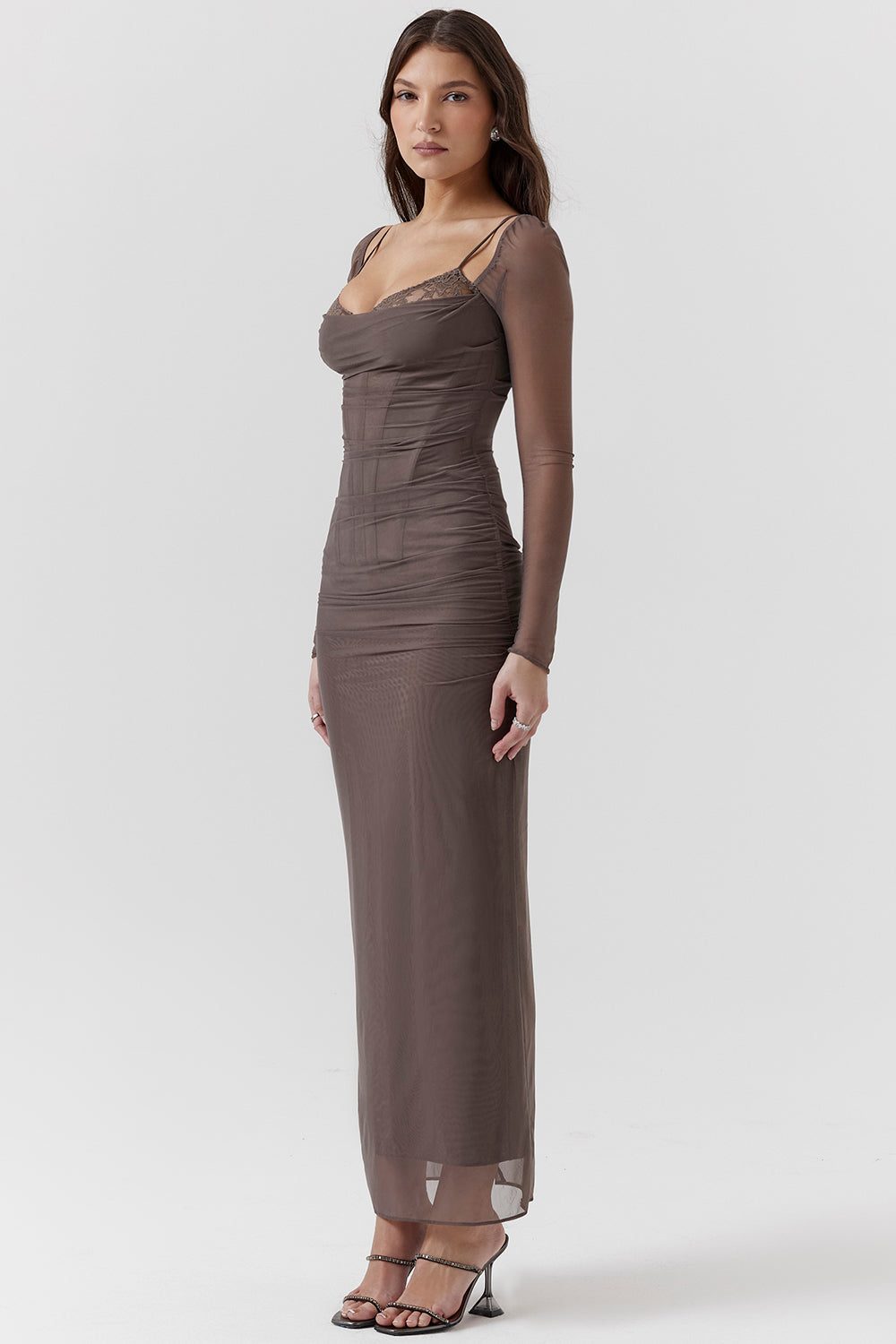 Robe Longue avec Manches Longues et Col V pour Femme - View 43