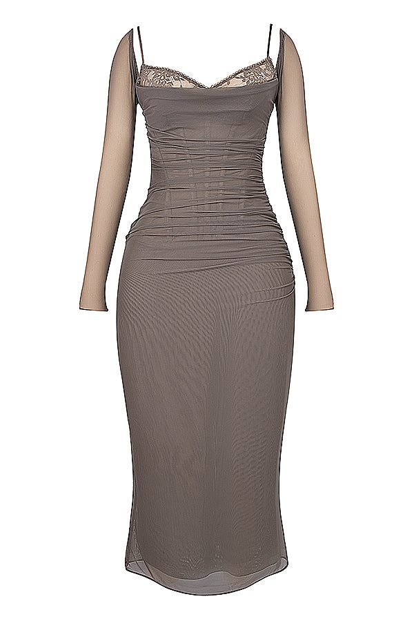 Robe Longue avec Manches Longues et Col V pour Femme - View 45