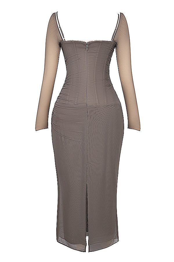 Robe Longue avec Manches Longues et Col V pour Femme - View 46