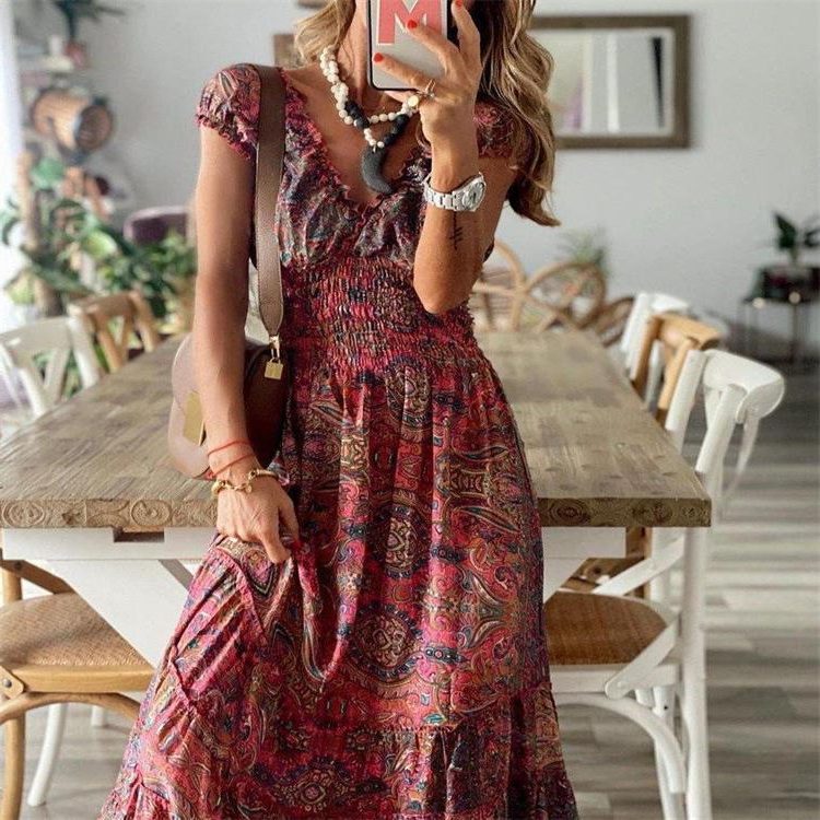 Robe Longue Bohème avec Volants pour Femme - View 4