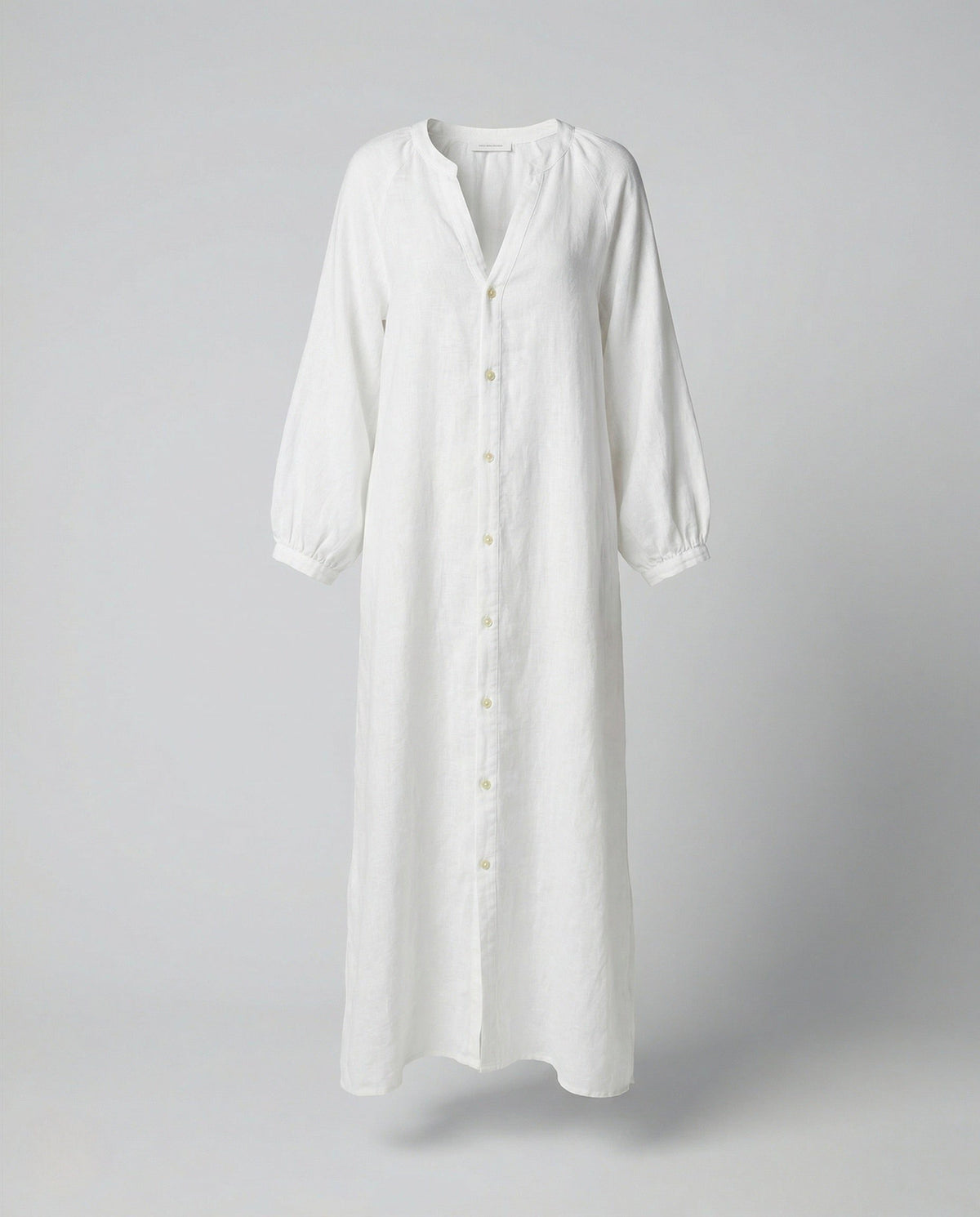 Robe Longue Boutonnée à Col V pour Femme - Blanc