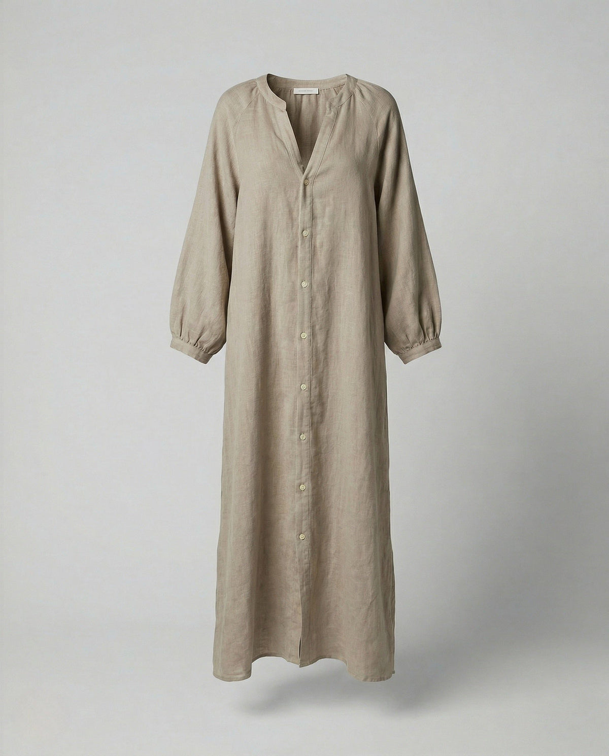 Robe Longue Boutonnée à Col V pour Femme - Khaki