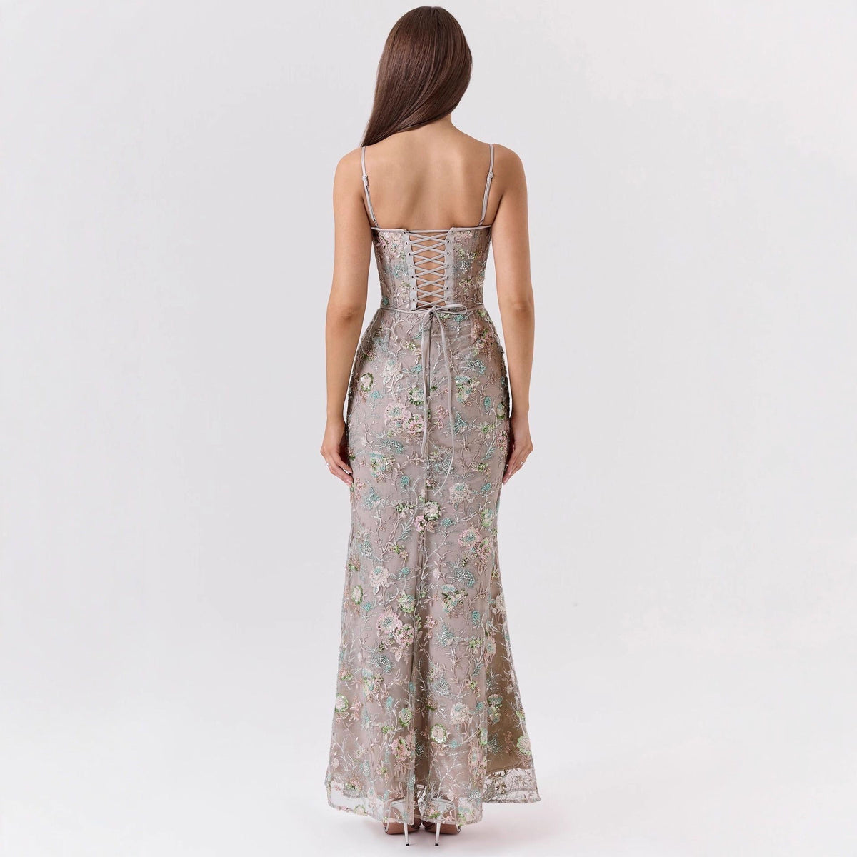 Robe Longue Brodée avec Corsage pour Femme - View 4