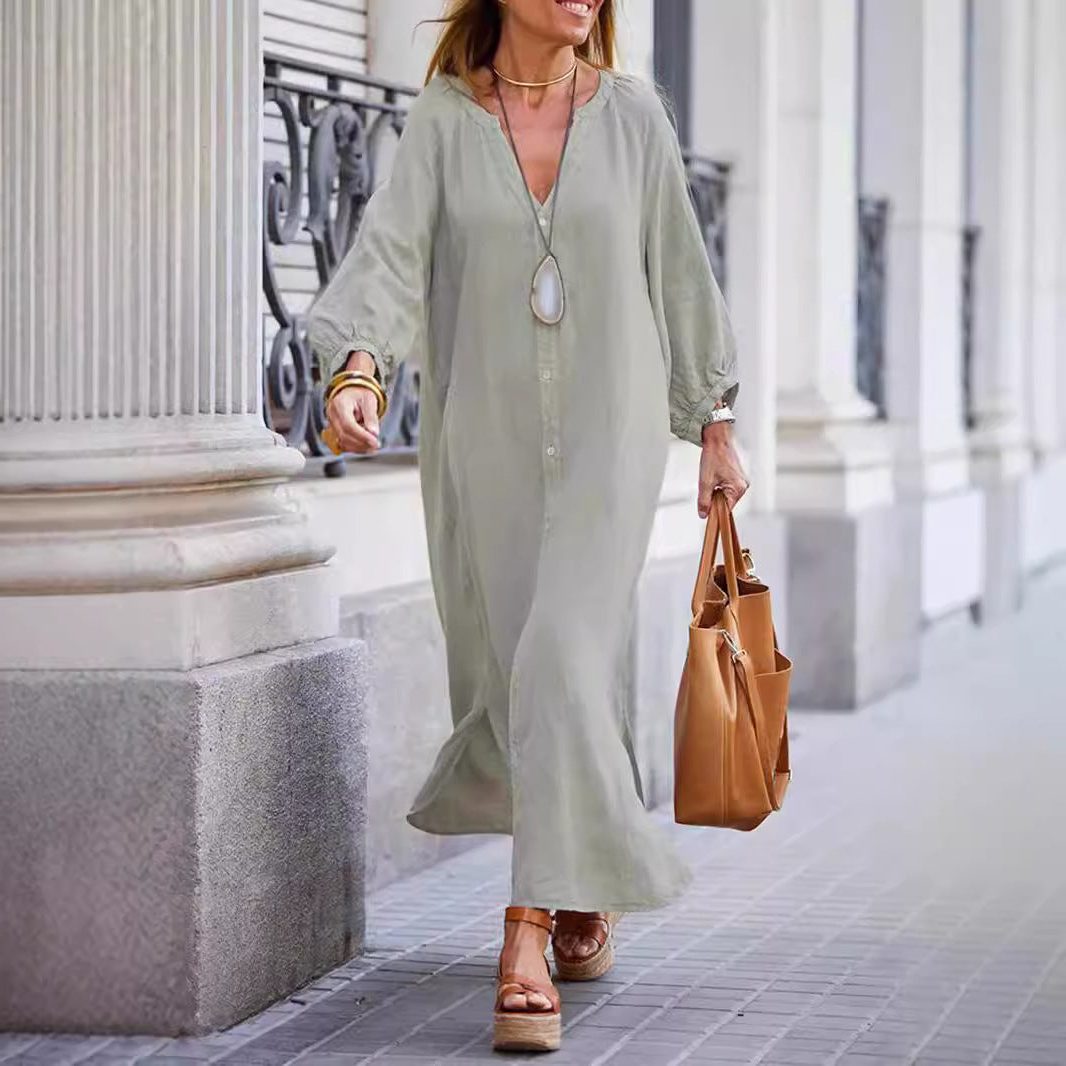 Robe Longue Chemise en Lin pour Femme - View 2
