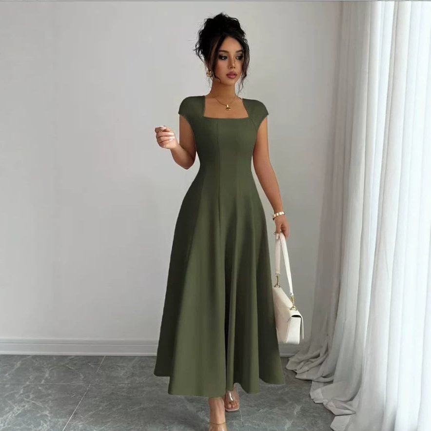 Robe Longue à Col Bénitier Fluide pour Femme - View 3