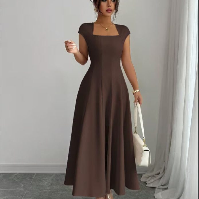 Robe Longue à Col Bénitier Fluide pour Femme - View 4