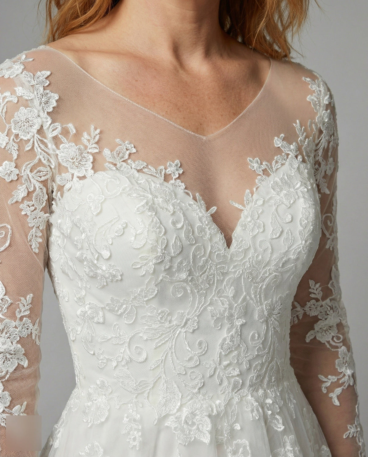 Robe Longue en Dentelle à Manches Longues pour Femme - View 3