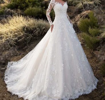 Robe Longue en Dentelle à Manches Longues pour Femme - View 6