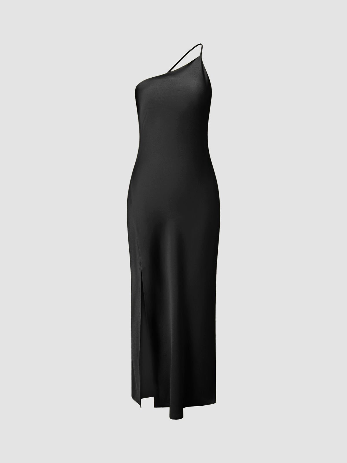 Robe Longue en Satin Dos Nu pour Femme - Noir