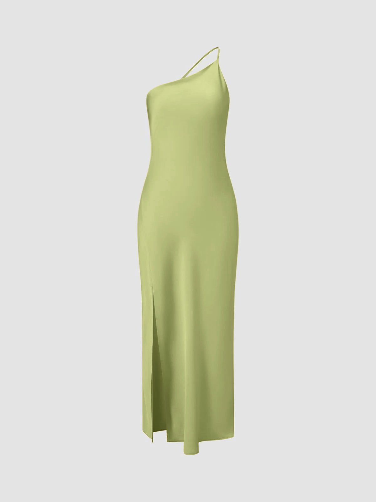 Robe Longue en Satin Dos Nu pour Femme - Vert
