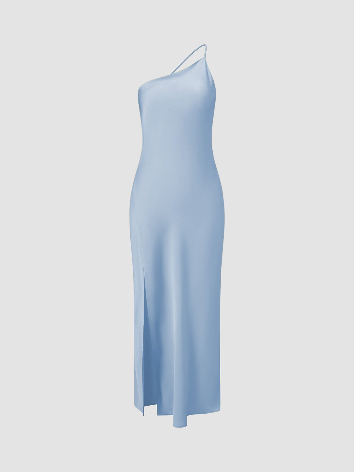 Robe Longue en Satin Dos Nu pour Femme - Bleu