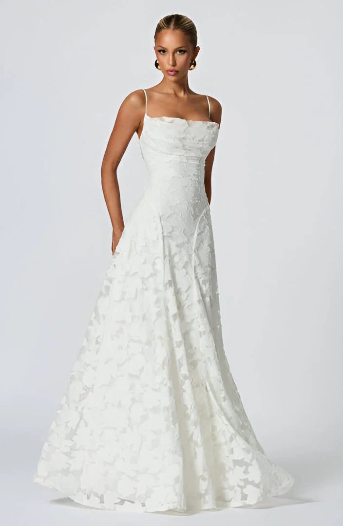 Robe Longue Fleurie avec Bretelles Fines pour Femme