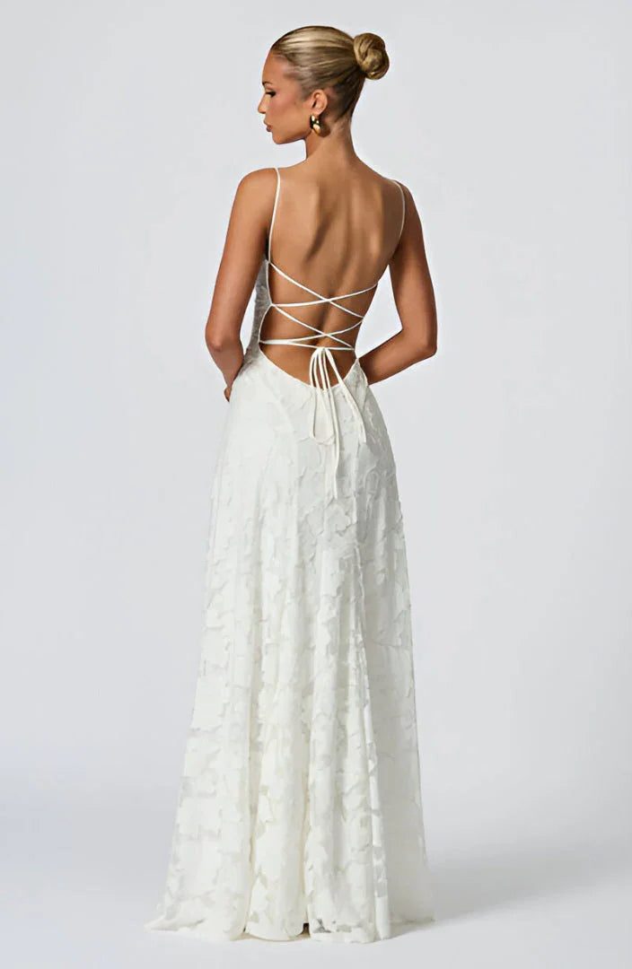 Robe Longue Fleurie avec Bretelles Fines pour Femme