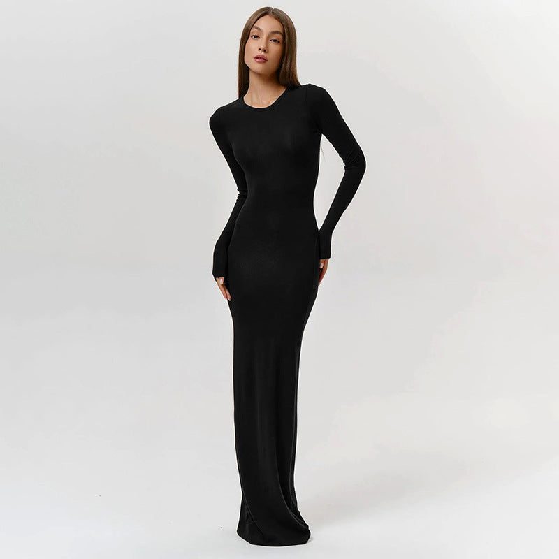 Robe Longue à Manches Longues pour Femme - Noir
